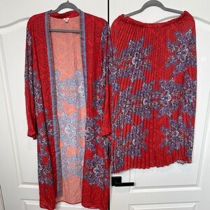 Reba Red Floral Print Skirt Set